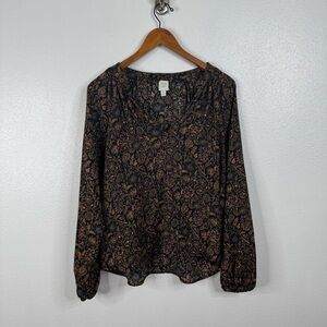 Roan + Ryan Floral Long Sleeve Blouse Size Medium